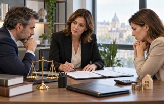 Ex coniugi durante una consulenza legale per definire l'assegno di mantenimento.
